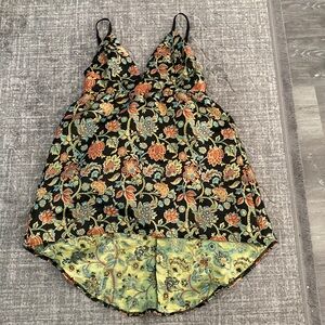 Fashion Nova Floral High Low Dress - Black, Orange, Green